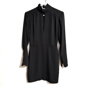 Marciano Black Short Zipper Sleeve Mockneck Dress Womens 4 Wedding Guest Party